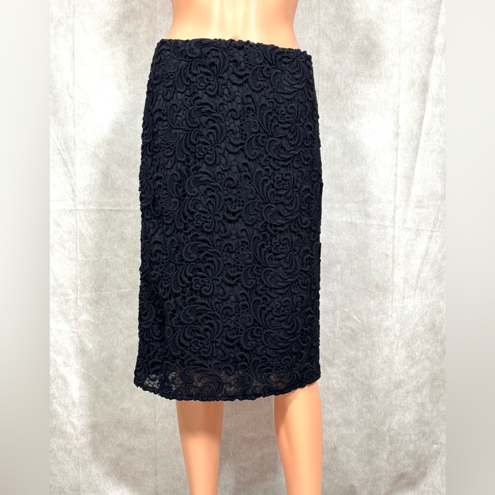 Magaschoni Black Midi Pencil Skirt with Embellishments